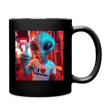 I love Amsterdam - Alien in Amsterdam - Tasse einfarbig - Schwarz - Rechts