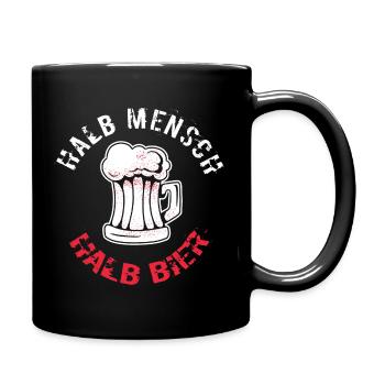 Halb Mensch Halb Bier Gruppenoutfit Kostüm Saufen - Tasse einfarbig - Schwarz - Rechts