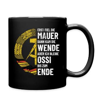 Ossi bis zum Ende - DDR Spruch - Tasse einfarbig - Schwarz - Rechts