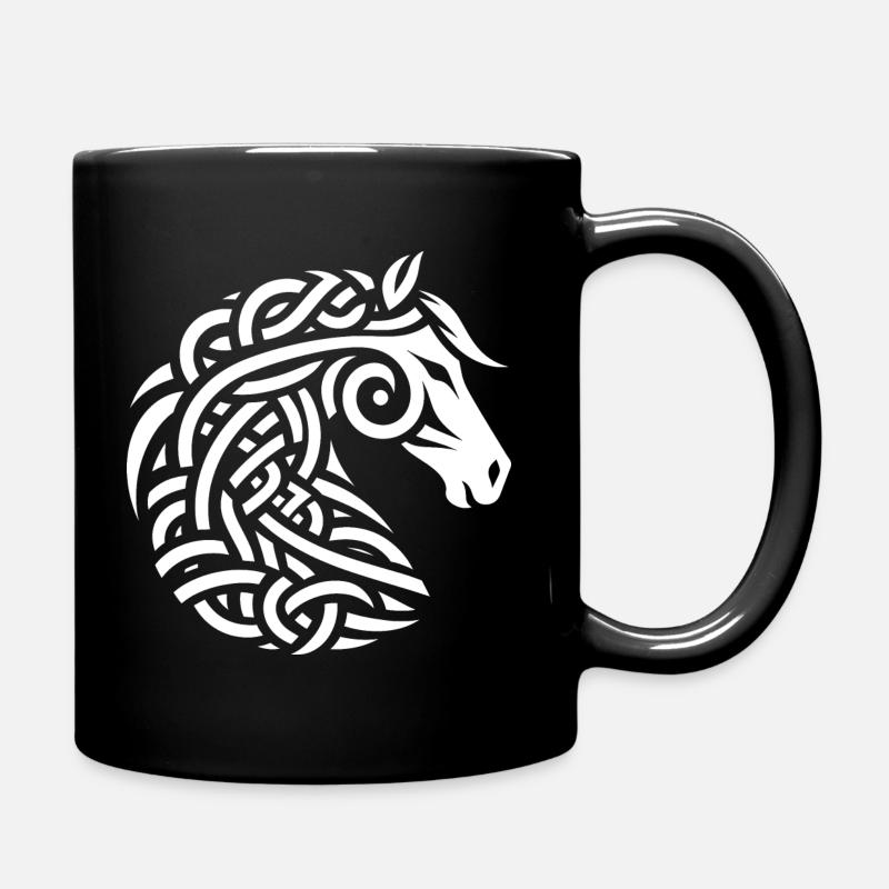 Weißes keltisches Pferd - Tasse einfarbig - Schwarz