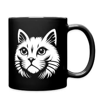 White cat - Full Colour Mug - black - Right