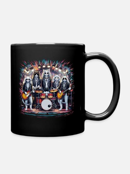 Rockin' Cats Psychedelic Tribute - Full Colour Mug - black