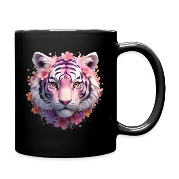 Tiger Kopf - Tasse einfarbig - Schwarz - Rechts