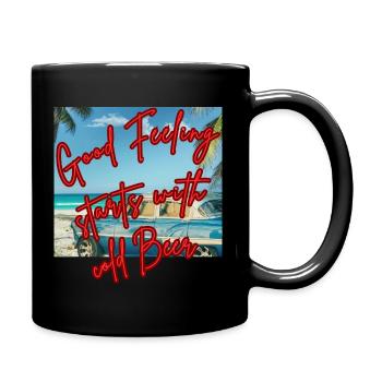 Good Feeling - Beachside Brew Vibes" - Tasse einfarbig - Schwarz - Rechts