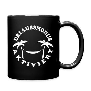 Palmen Hängematte - Urlaubsmodus aktiviert - Tasse einfarbig - Schwarz - Rechts