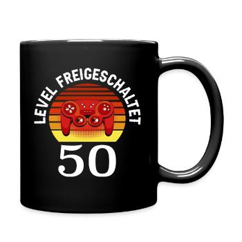 Level 50 Freigeschaltet 50 Geburtstag 50 Jahre alt - Tasse einfarbig - Schwarz - Rechts