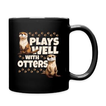 Spielt gut mit Ottern Niedliches Tier - Tasse einfarbig - Schwarz - Rechts