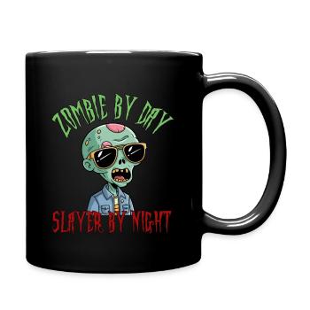 Zombie by day Slayer by night - funny halloween - Full Colour Mug - black - Right