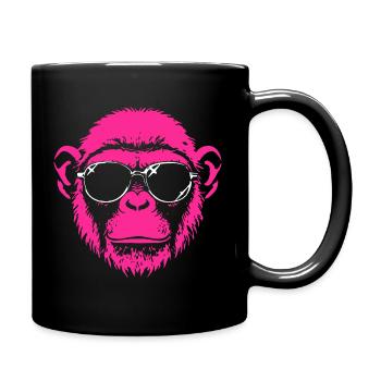 Monkey with sunglasses - Full Colour Mug - black - Right