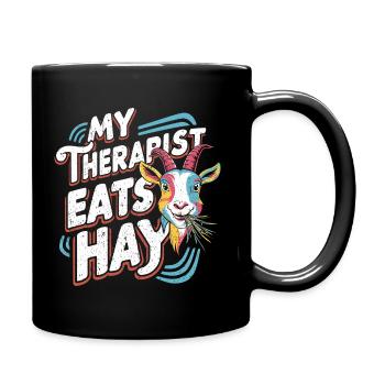 Goat Humor – My Therapist Eats Hay - Full Colour Mug - black - Right