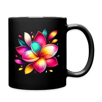 Fleur colorée aux couleurs de l’arc-en-ciel - Mug uni - noir - Droite