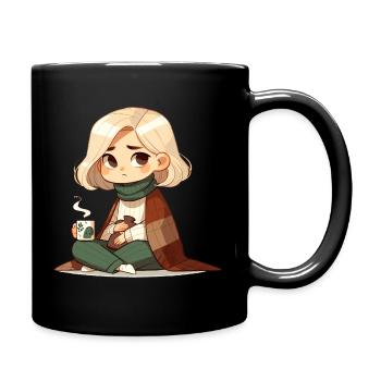 Ambiance automnale chaleureuse avec boisson chaude - Mug uni - noir - Droite