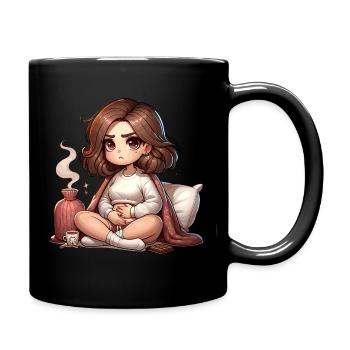 Cosy evening with hot water bottle and tea - Full Colour Mug - black - Right