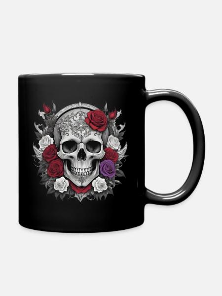 Gothic Totenkopf - Tasse einfarbig - Schwarz