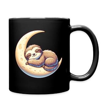 Relaxed sloth dream on moon swing - Full Colour Mug - black - Right