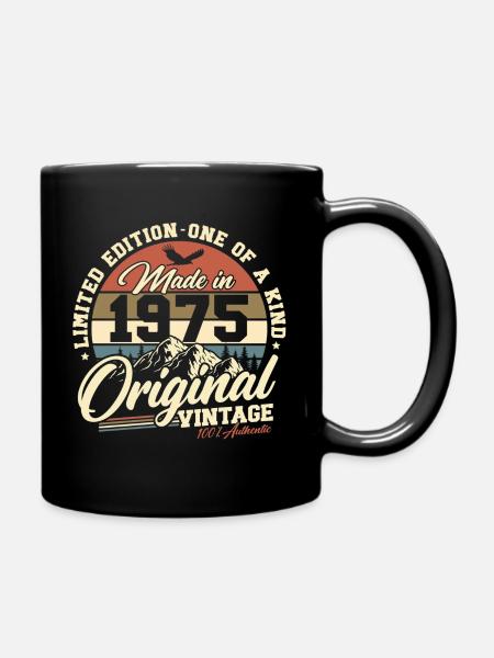 Original 1975 Vintage Jahrgang Geburtstag Retro - Tasse einfarbig - Schwarz