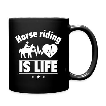 Reiten ist das Leben,Reiten, Reiter, Pferde - Tasse einfarbig - Schwarz - Rechts