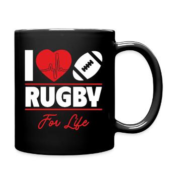 Le rugby c’est ma vie, idée cadeau - Mug uni - noir - Droite