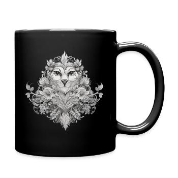 lion in floral patterns - Full Colour Mug - black - Right