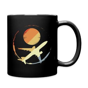 Oldschool Airplane - Full Colour Mug - black - Right