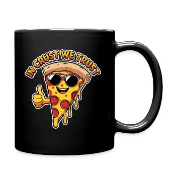 Fun pizza with sunglasses and thumbs up - Full Colour Mug - black - Right