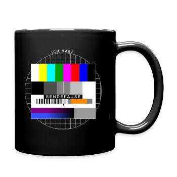 Ich habe Sendepause Testbild - Tasse einfarbig - Schwarz - Rechts