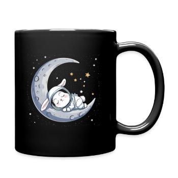 Süßer Mondhase – Traumhafte Astronauten-Reise - Tasse einfarbig - Schwarz - Rechts