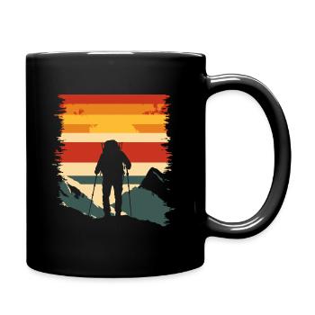 Wandern Berge Vintage Wanderer Vatertag - Tasse einfarbig - Schwarz - Rechts