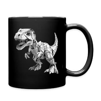 T-Rex Dino Papier Design - Tasse einfarbig - Schwarz - Rechts