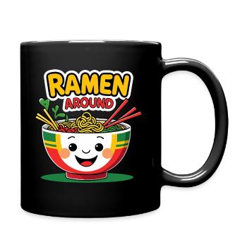 Ramen Around - Lustige Ramen-Nudel-Illustration - Tasse einfarbig - Schwarz - Rechts