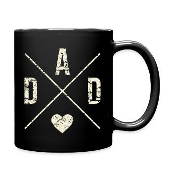 Dad Herz Geburt Vatertag Geschenk Papa - Tasse einfarbig - Schwarz - Rechts