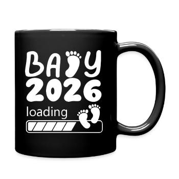 Baby 2026 Loading Niedliche Fußabdrücke - Tasse einfarbig - Schwarz - Rechts