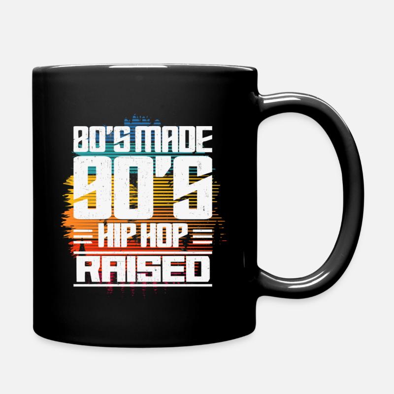 80's Made 90's Hip Hop Raised Apparel - Full Colour Mug - black