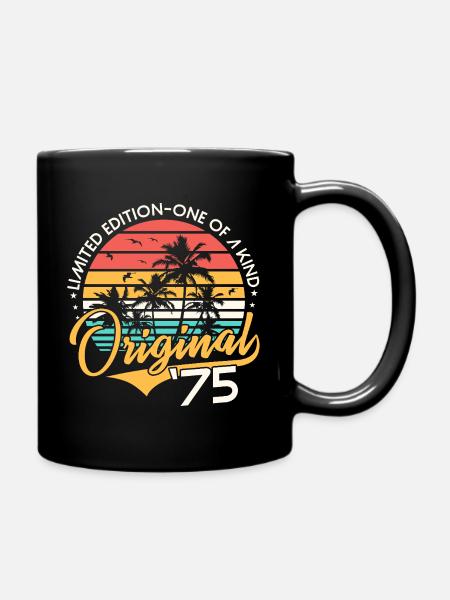 1975 Jahrgang Geburtstag Vintage Retro Geschenk - Tasse einfarbig - Schwarz