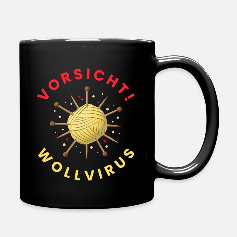 VORSICHT! Wollvirus - Tasse einfarbig - Schwarz