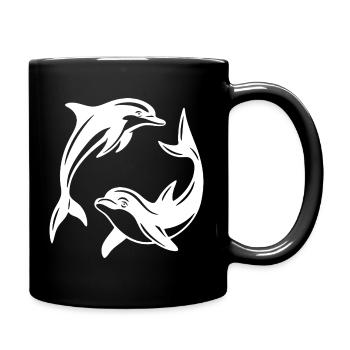 Conception de la silhouette des dauphins tourbillonnants - Mug uni - noir - Droite