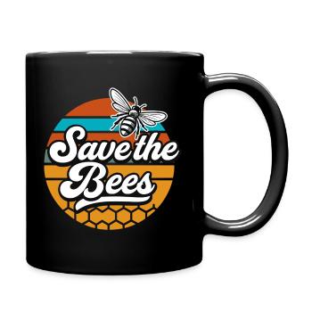 Save the Bees Retro - Tasse einfarbig - Schwarz - Rechts
