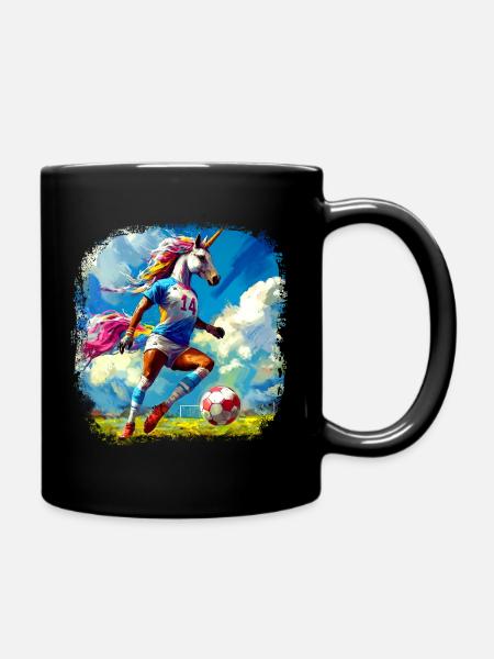 Einhörner Fussball - Tasse einfarbig - Schwarz