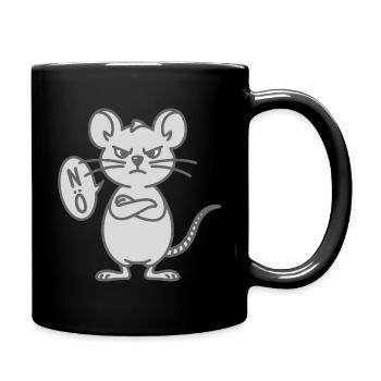 Lustige mürrische Maus Nö Noe Nee Nein - Tasse einfarbig - Schwarz - Rechts