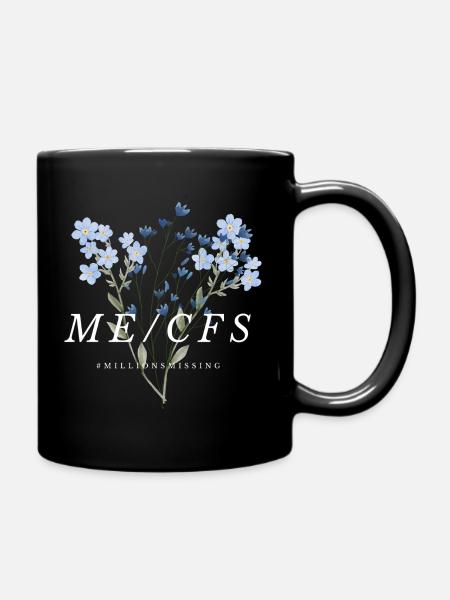 ME/CFS Flowers white - Full Colour Mug - black