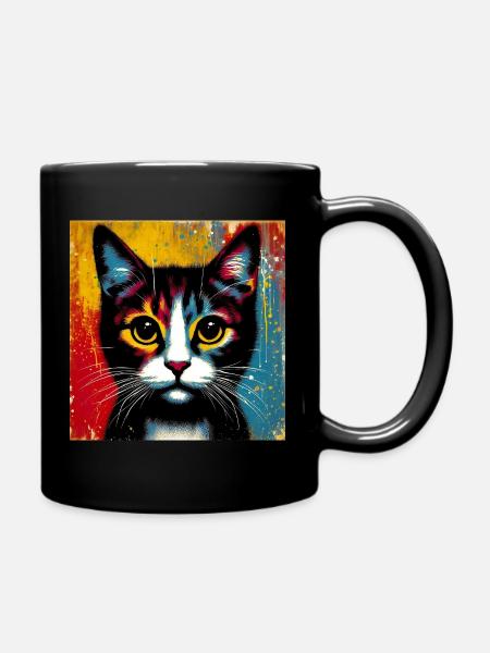 Katze - Tasse einfarbig - Schwarz