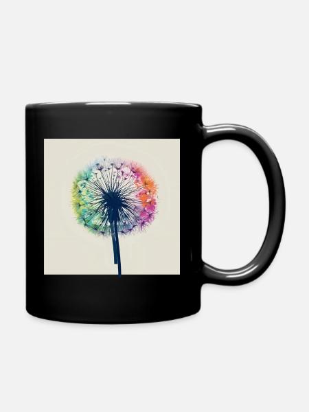 Colorful Dandelion Watercolor - Full Colour Mug - black