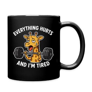 Girafe fatiguée soulever des poids Illustration - Mug uni - noir - Droite