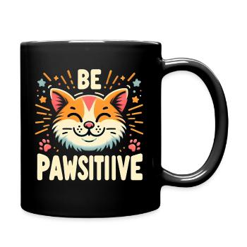 Be pawsitive cute cat - Full Colour Mug - black - Right