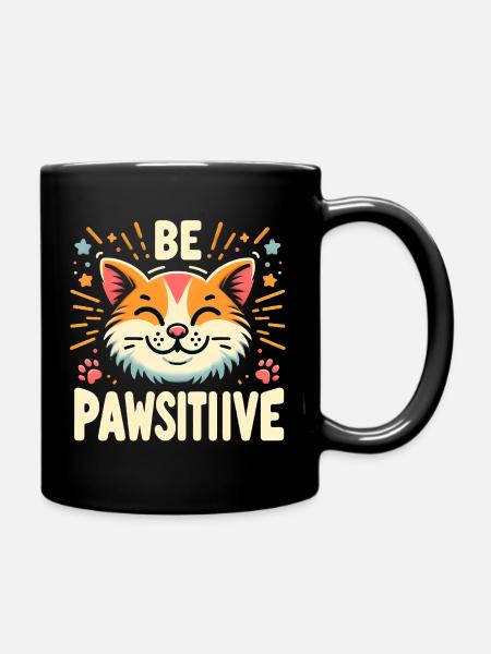 Be pawsitive süße Katze - Tasse einfarbig - Schwarz
