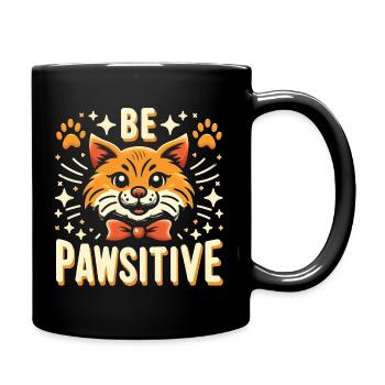 Be pawsitive cute cat - Full Colour Mug - black - Right