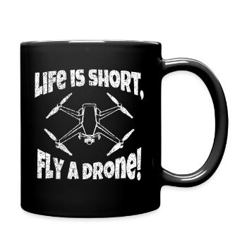 La vie est courte, pilotez un drone, pilote de drone - Mug uni - noir - Droite