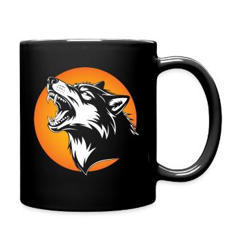 Tête de loup en silhouette contrastée - Mug uni - noir - Droite