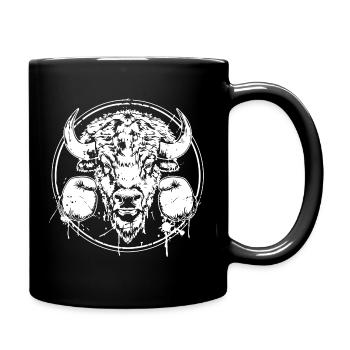 Bison Boxer Boxen MMA - Tasse einfarbig - Schwarz - Rechts