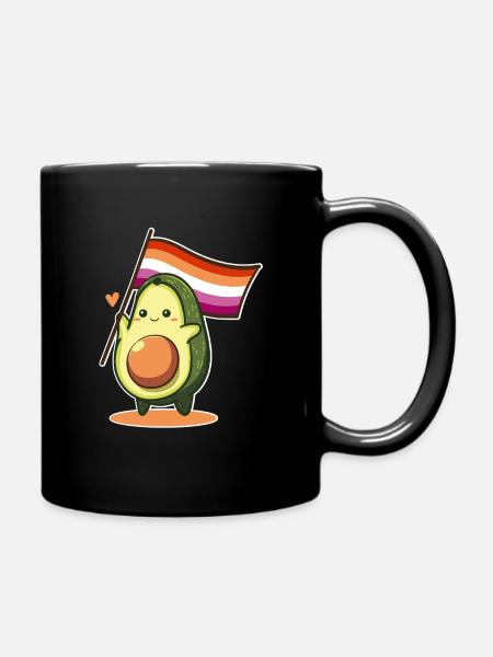 Avocado Lesbisch Flagge Pride LGBT Queer Sapphic - Tasse einfarbig - Schwarz